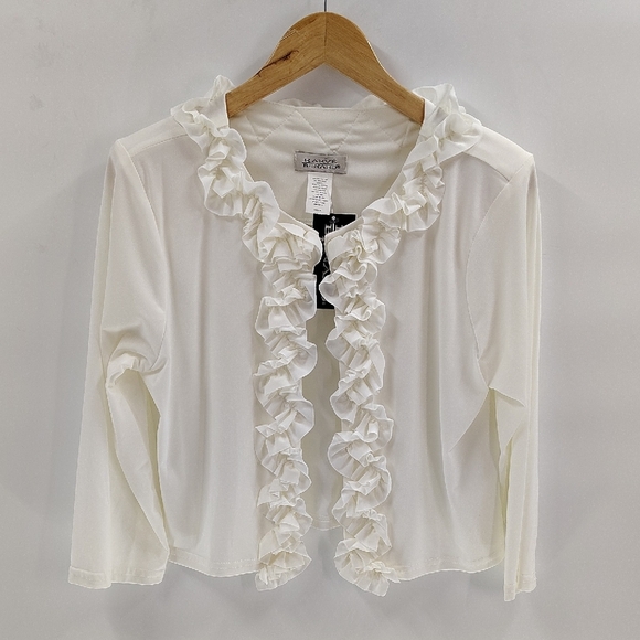 Harve Benard Ivory White Ruffle Front Open Crop Top Size Medium - Picture 1 of 8